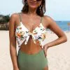 Cupshe Green and Floral Knotted One Piece Swimsuit