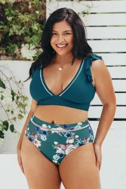 Cupshe Teal And Floral Ruffle Plus Size Bikini -Deals Cupshe Store 1 0093ac73 a106 429b b6e7 5753040cc057