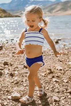 Cupshe Striped Smocked Bikini For Toddler Girls and Girls