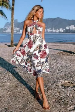 Cupshe Kara Tropical Halter Dress
