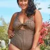 Cupshe Rachel Houndstooth Plus Size One Piece Swimsuit