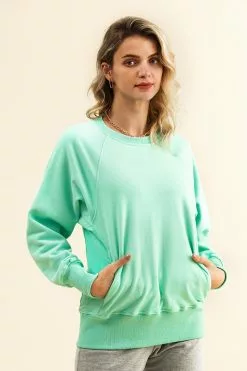 Cupshe High Dive Green Oversized Sweatshirt