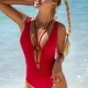 Cupshe Red Strappy Lace Up One Piece Swimsuit