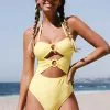 Cupshe Devon Yellow Halter O-ring One Piece Swimsuit