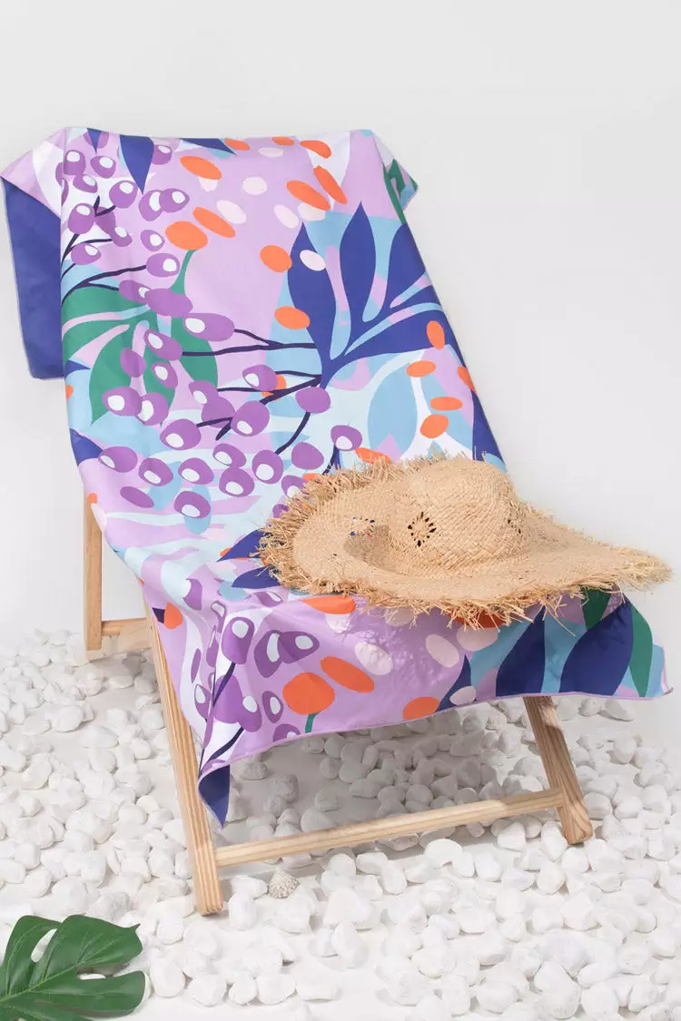 Cupshe Lavender Lush Leafy Print Beach Blanket 3 Cupshe Lavender Lush Leafy Print Beach Blanket - Image 3