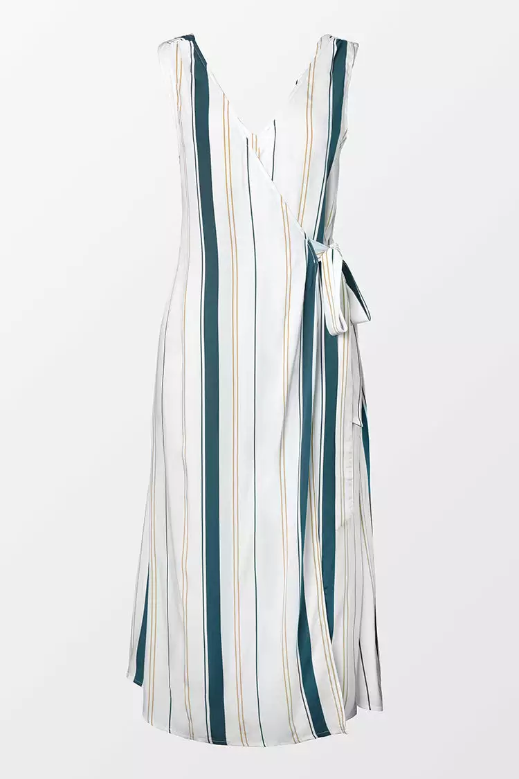 Cupshe Addilyn Striped Wrap Tie Waist Dress 3 Cupshe Addilyn Striped Wrap Tie Waist Dress - Image 3