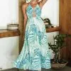 Cupshe Michele Tropical Plants Cut-out Front Halter Dress