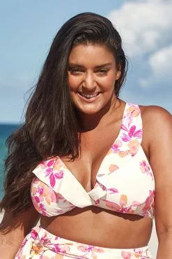 Cupshe Nichole Floral Ruffle Trim Plus Size Bikini Top
