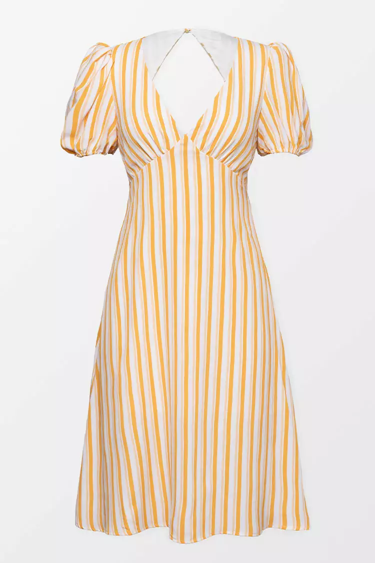 Cupshe Aubrielle Yellow Striped Tie Back Dress 4 Cupshe Aubrielle Yellow Striped Tie Back Dress - Image 4