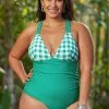 Cupshe Daniella Gingham Criss Cross Plus Size One Piece Swimsuit