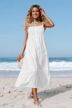 Cupshe Nia White Ruching Backless Slip Dress