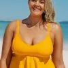 Cupshe Karlee Yellow V-neck Ruffle Plus Size Bikini Top