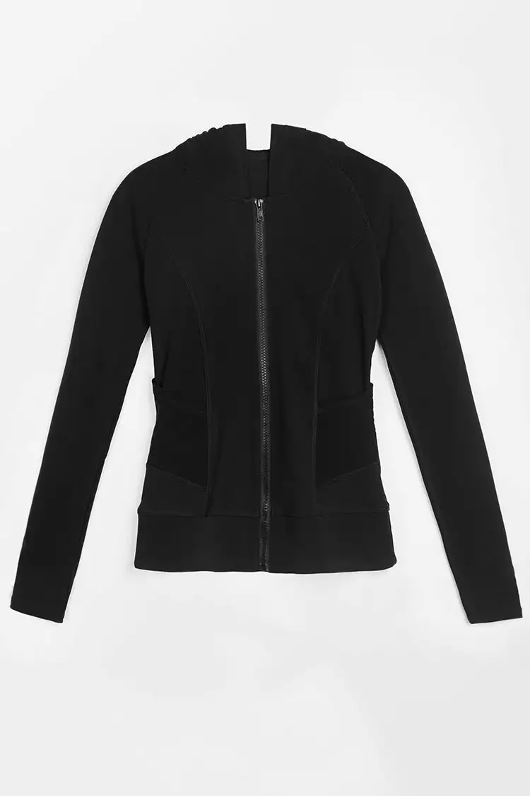 Cupshe Venice Black Front Zipper Hoodie 4 Cupshe Venice Black Front Zipper Hoodie - Image 4