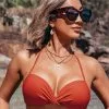 Cupshe Orange Twist Halter Bikini Top