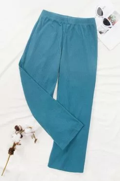 Cupshe Palm Elastic Waist Straight Leg Pants