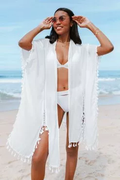 Cupshe Rosemary Tassel Trim Split Kimono
