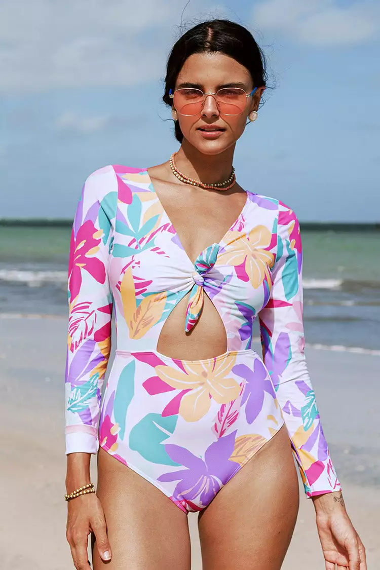Cupshe Multi Spring Bunny Tie Cutout Long Sleeve One Piece Swimsuit 1 Cupshe Multi Spring Bunny Tie Cutout Long Sleeve One Piece Swimsuit