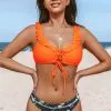Cupshe Milani Lace Up Ruffle Floral Bikini