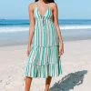 Cupshe Alondra Stripe Frill Halter Neck Elastic Waisted Slip Dress