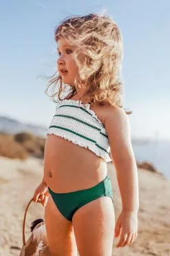 Cupshe Green Striped Smocked Bikini For Toddler Girls and Girls