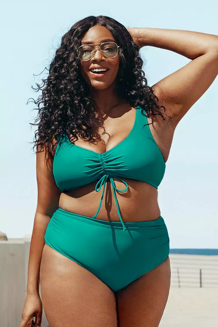 Cupshe Teal Plus Size Bikini 1 Cupshe Teal Plus Size Bikini