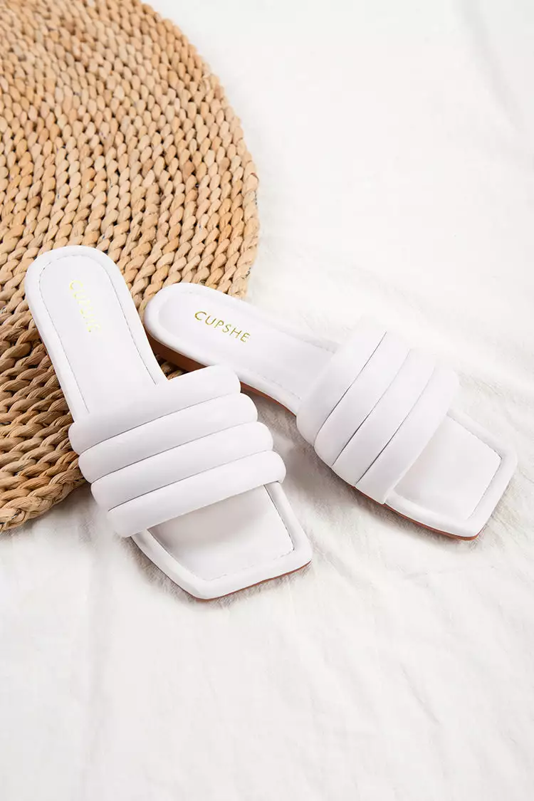 Cupshe White Orchid Wide Band Square Toe Slide Sandals 1 Cupshe White Orchid Wide Band Square Toe Slide Sandals