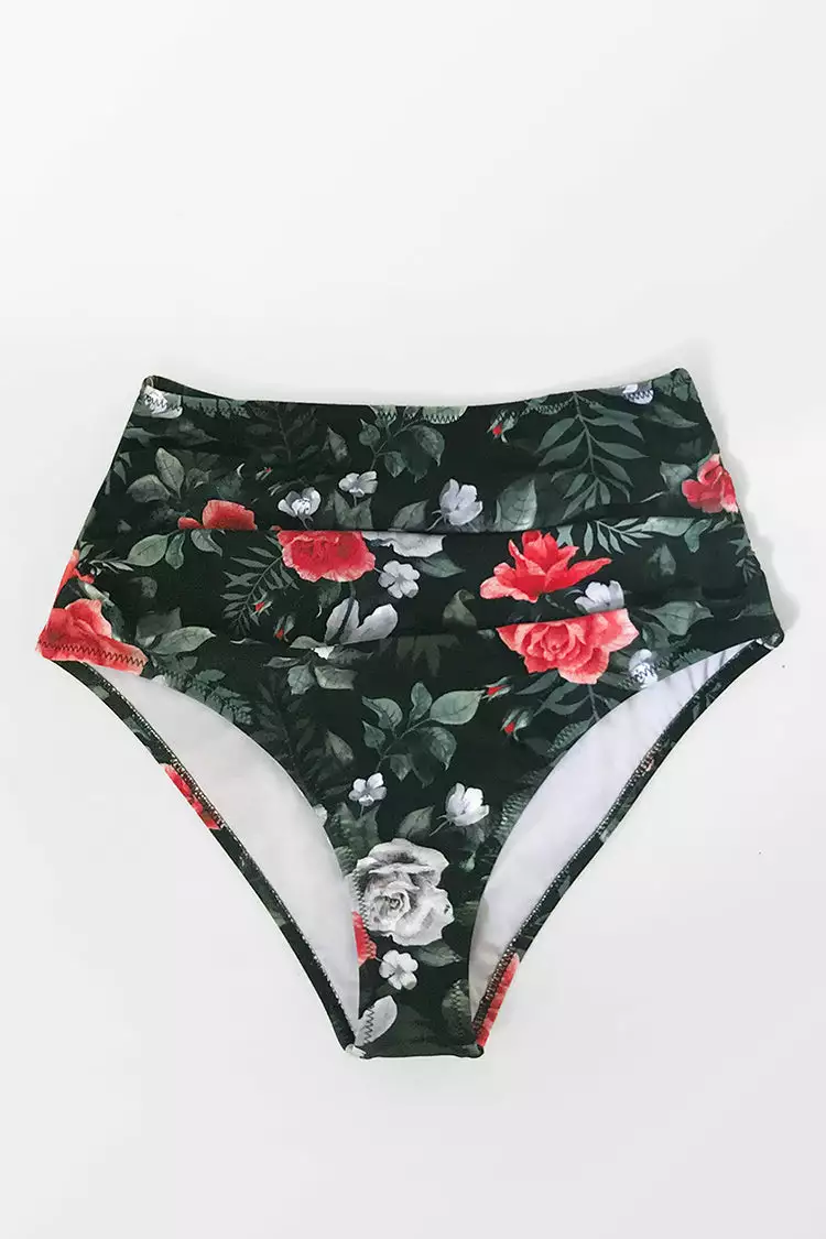 Cupshe Red Floral High-Waisted Bikini Bottom 3 Cupshe Red Floral High-Waisted Bikini Bottom - Image 3
