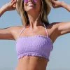 Cupshe Allyssa Halter Smocked Frill Bikini Top