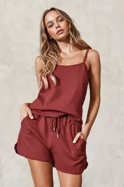 Cupshe Chocolate love Red Cami Top And Drawstring Shorts Set -Deals Cupshe Store 1 2632447b f384 4b24 b17b 5e0673bcfd3b