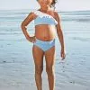 Cupshe Sarai Blue One Shoulder Ruffled Bikini For Toddler Girls And Girls