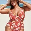Cupshe Jasmin Floral Cut Out Plus Size One Piece Swimsuit