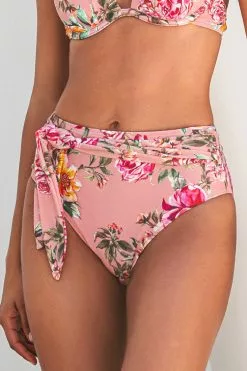 Cupshe Rosy Outlook Sash High Waist Bikini Bottom