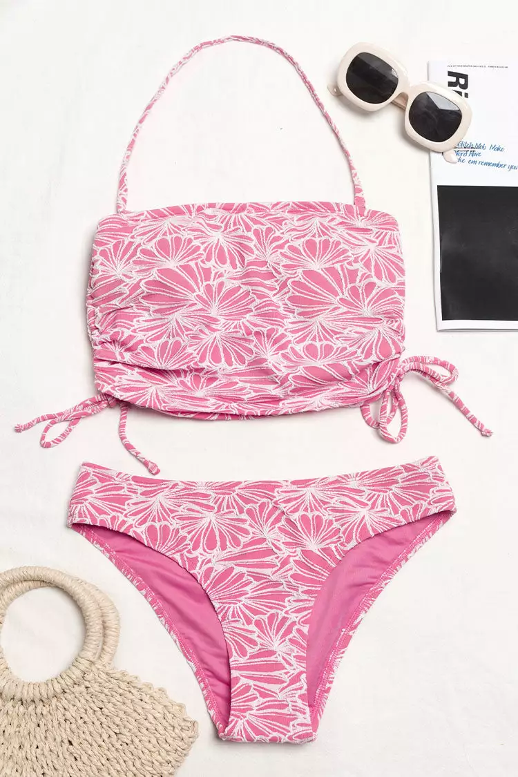 Cupshe Abigayle Jacquard Drawstring Side Halter Tankini 4 Cupshe Abigayle Jacquard Drawstring Side Halter Tankini - Image 4