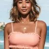 Cupshe Peach Pearl Ruffle Bandeau Bikini Top