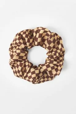 Cupshe Papaya Brown Gingham Ruching Hair Tie