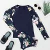 Cupshe Milan Floral High Neck Long Sleeve Tankini