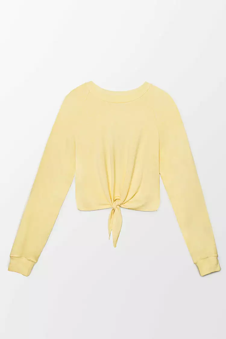 Cupshe Passion Knot Hem Raglan Sleeve Crop Sweatshirt 2 Cupshe Passion Knot Hem Raglan Sleeve Crop Sweatshirt - Image 2