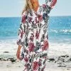 Cupshe Retro Leafy Long Sleeve Dress