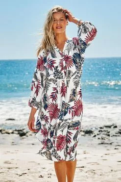 Cupshe Retro Leafy Long Sleeve Dress