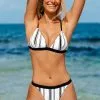 Cupshe Black and White Striped Triangle Bikini