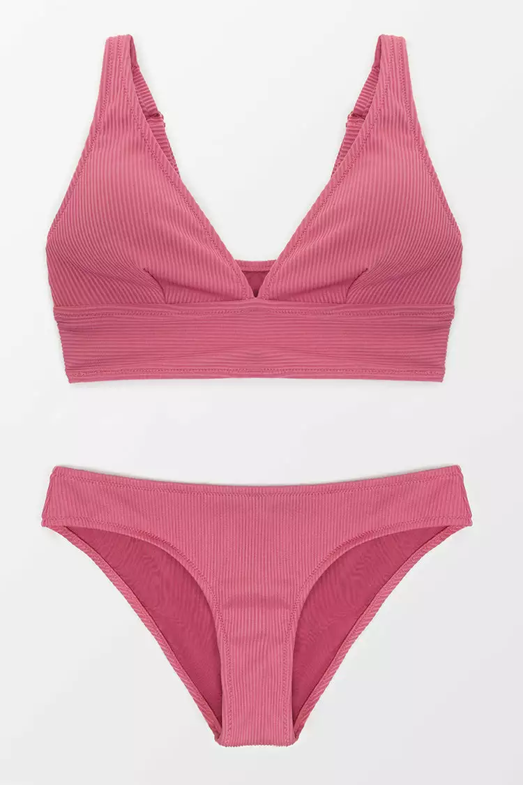 Cupshe Sydnee Rib V-neck Low Waisted Bikini 3 Cupshe Sydnee Rib V-neck Low Waisted Bikini - Image 3