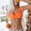 Cupshe Orange Ruffle Bikini with Floral Bottom