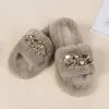 Cupshe Brownstone Khaki Fluffy Chain Decor Slippers