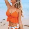 Cupshe Cute Orange Twist Tankini