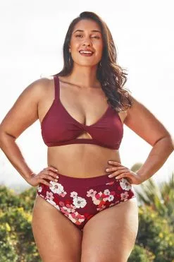 Cupshe Quinn Floral High Waisted Plus Size Bikini Bottom
