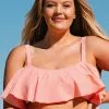 Cupshe Lucy Pink Ruffle Plus Size Bikini Top