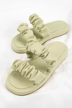 Cupshe Daisy Jane Ruched Double Straps Slide Sandals