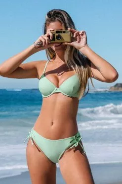 Cupshe Pool Party Underwire Bra and Side Tie Hipster Bikini Set