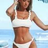 Cupshe White Ruffle Ribbed Bikini