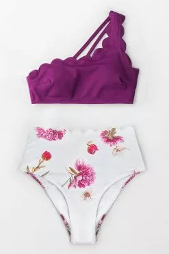 Cupshe Purple And Floral One Shoulder Scalloped Bikini 9 Cupshe Purple And Floral One Shoulder Scalloped Bikini -Deals Cupshe Store 1 33eb9970 2e10 459e 835a a8400ad75117